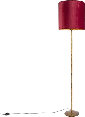 Produktbild von Vintage Stehleuchte Gold mit Rotem Schirm 40 cm Simplo