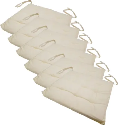 Produktbild von Stuhlkissen 40x40 cm ComfySeat - Sitzkissen mit Bändern / Schleife, 9-fache Steppung - Indoor & Outdoor, Farbe:Ecru, Set:6er Set