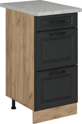 Produktbild von Küchenunterschrank Vicco R-Line Anthrazit Landhaus 40 cm mit Schubladen, AP Marmor, Model 54154