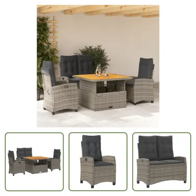 Produktbild von The Living Store 4-tlg. Garten-Essgruppe mit Kissen Grau Poly Rattan