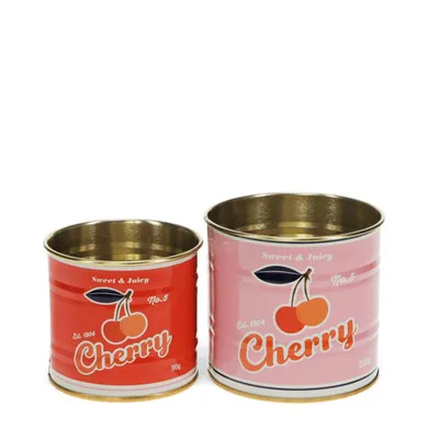 Produktbild von Mini-Aufbewahrungsdosen Cherry 2er-Set Metall Dosen Kirsch Motiv - Ø 8 x 7,5 cm & Ø 7 x 6,5 cm