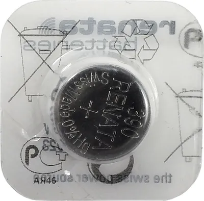 A close-up shot of a single Renata SR1130S button cell battery in its blister pack packaging.