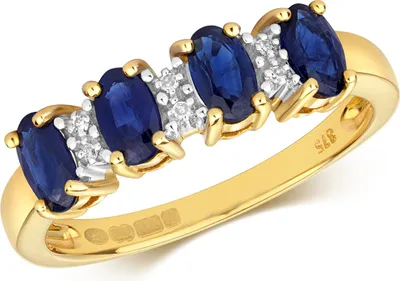 Produktbild von Atemberaubender 9 Karat (375) Gold Diamant Damenring Brillant-Schliff H - PK mit Saphir, 55 (17.5); TRS28745RSO