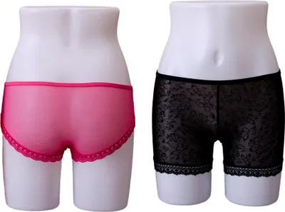 Produktbild von 2 x Schaufensterpuppe Unterkörper weiblich für Präsentation von Unterwäsche wie Panties, Slips, Shorts und ähnlichen Kleidungsstücken | Damen Torso aus Kunststoff in weiß | Schaufensterfigur Unterteil