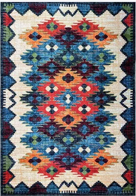 Produktbild von Rechteckiger Baumwollteppich mit rutschfester Unterseite, Design Antalya KILI08
