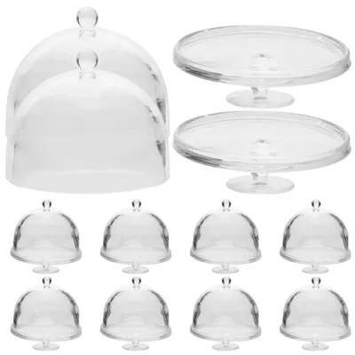 10er Set transparente Mini-Kuchenglocken aus Kunststoff für Puppenhaus