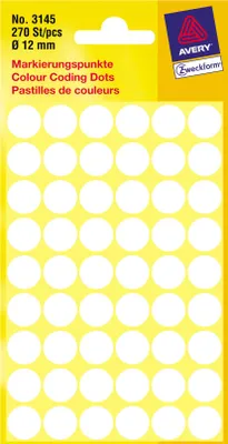 Immagine prodotto di Avery Zweckform® 3145 3145 Punti marcatore - Ø 12 mm, 5 fogli/270 etichette, bianco
