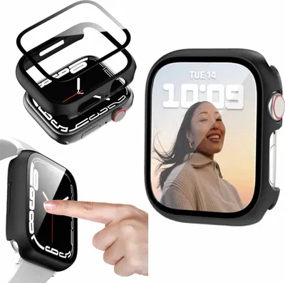 Image de Pour Apple Watch Series 9 8 7 41 / 6 SE 5 4 40mm 2 en 1 Couverture de montre + verre trempé