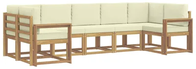 Produktbild von vidaXL Outdoor-Sofagarnitur mit Kissen 7 pcs Weiß und Creme
