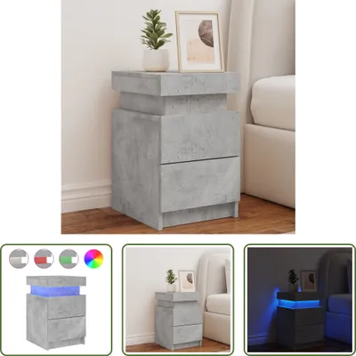 Zdjęcie produktu dla The Living Store Stolik nocny z oświetleniem LED betonowy szary 35x39x55 cm