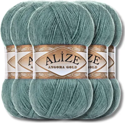 Produktbild von Alize 5x 100g Angora Gold Wolle, Uni, Häkeln, Stricken (Azure | 164)