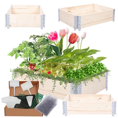 Produktbild von MODO24 Hochbeet Holz, Pflanzrahmen, Kräuterbeet, Gemüsebeet, Massivholz Kiefer, Garten, 20x60x80 cm, Natur unbehandelt, ZP10