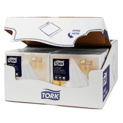 Produktbild von TORK LinStyle Premium - Serviette - Grösse 39 x 39 cm - Einweg - weiß (Packung mit 50)