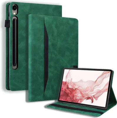 Produktbild von Mobigear Folio Klapphülle für Samsung Galaxy Tab S11 Ultra - mit Standfunktion Kunstleder Grün