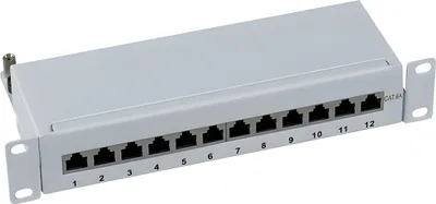Produktbild von EFB Mini Patchpanel STP 12xRJ45 Cat6A 25,4cm 10Zoll 1HE RAL7035 GRAU 5Gbit