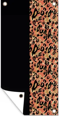 Produktbild von MuchoWow® 80x160 cm Outdoor-Poster Gartendeko Sichtschutz Garten Poster für den Garten  Pantherdruck - Gold - Schwarz
