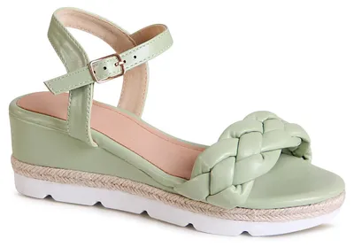 Produktbild von topschuhe24 2431 Damen Keilabsatz Sandalen Riemchen Sandaletten , Farbe:Grün, Größe:38 EU