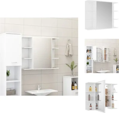 Produktbild von vidaXL Bad-Spiegelschrank Weiß 80x20,5x64 cm Holzwerkstoff -  Badezimmerwaschtische