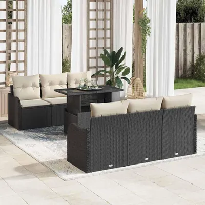 Productafbeelding van Maison Exclusive - Set van 7 tuinbankkussens, zwart, van polyrotan