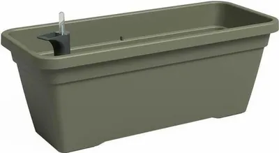 A rectangular planter box with a water level indicator.