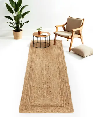 Image de carpetfine Tapis Jute Nele couloir couleur naturelle beige 70x240 cm tissé à la main en Jute | Tapis naturel moderne uni de style boho pour salon et chambre.
