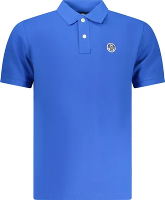 Image de Polo bleu à manches courtes pour homme avec application et 2 boutons