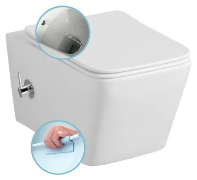 Zdjęcie produktu dla PORTO CLEANWASH WC wiszące, bez rantu + kran, 36x52cm, biały