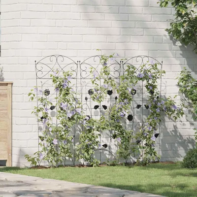Immagine prodotto di Maison Exclusive - Recinzione da giardino 3 pezzi Nero 110,5 x 42,5 cm Acciaio