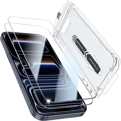 Produktbild von 2X Schutzglas für iPhone 16 Pro Display Panzerfolie Montagehilfe Screen Full Cover 9H