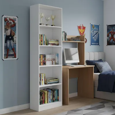 Produktbild von Bücherregal - Weiße Bibliothek 25x52x180h cm