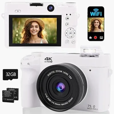 Zdjęcie produktu dla Aparat cyfrowy 4K 75MP z WIFI zoomem 18X dla vlogerów prezent