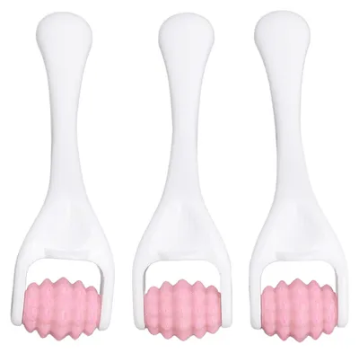 Produktbild von 3 Stück Gesichts-Muskel-Massage-Roller, Tiefenentspannung, Linderung von Müdigkeit, Silikon, Gesichts- und Augen-Rosa