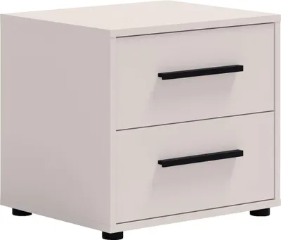 Produktbild von Schlafzimmer Nachttisch mit 51 cm Breite, kaschmir mit schwarzen Griffen, mit 2 Schubladen - MOLLERUSA-132