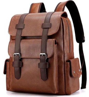 Produktbild von Kunstleder-Reise-Rucksack 15,6 Zoll Hellbraun