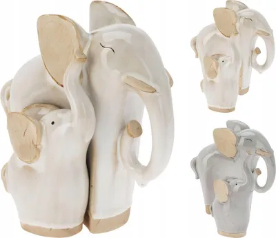 Immagine prodotto di Statuetta decorativa elefante con bambino - in porcellana - circa 19 cm - 1 pezzo