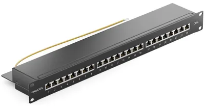 Immagine prodotto di deleyCON MK2270, connettore RJ-45, categoria Cat6, colore nero, materiale metallico, per montaggio su rack, lunghezza 560 mm