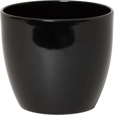 Produktbild von INNA-Glas Keramik Blumentopf, Ø13,5cm, 12cm, schwarz - Pflanzentopf/Übertopf