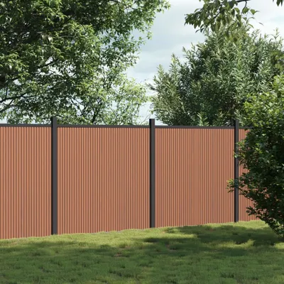 Produktbild von (NEU 2026) Zaunelement Braun 353x186 cm - WPC - Metallzäune - 57.2 kg
