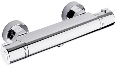 Productafbeelding van PromoHome® Thermostatische douchearmatuur met mengkraan, douchestang en antikalksysteem, chroom, messing - opbouwmodel