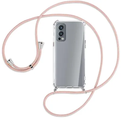 Produktbild von Handykette Backcover-Schutzhülle mit Band (Metall silberfarben) für OnePlus Nord 2 5G - roségold
