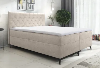 Produktbild von AX LIVING Boxspringbett 140x200 Beige Palmeria mit Stauraum und Topper