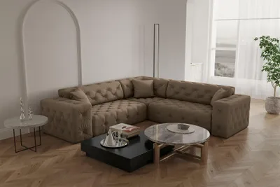 Produktbild von Ecksofa Designersofa CHANTAL in Stoff Opera Velvet Taupe Seite Universal