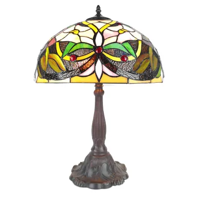 Produktbild von Clayre & Eef Tiffany Tischlampe Ø 41x58 cm Beige Grün Polyresin Blumen