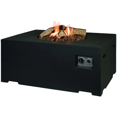 Produktbild von HAPPY COCOONING Feuertisch Rechteckig Gartenkamin mit Gas, Farbe:Schwarz