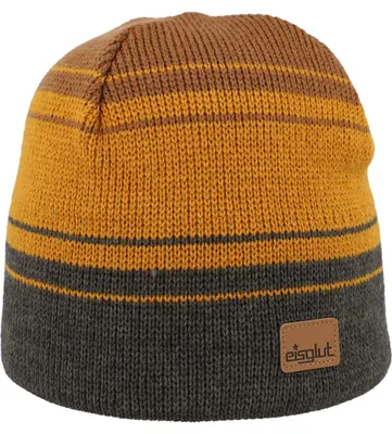 Eisglut gestreifte Strickmütze Rusho  in braun
