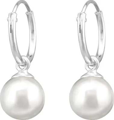Produktbild von Creolen Ohrringe 925 Sterling Silber mit synthetischer Perle