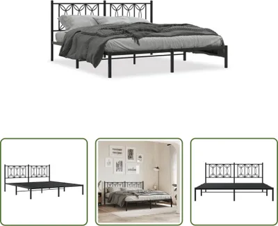 Produktbild von The Living Store Bettgestell mit Kopfteil Metall Schwarz 183x213 cm