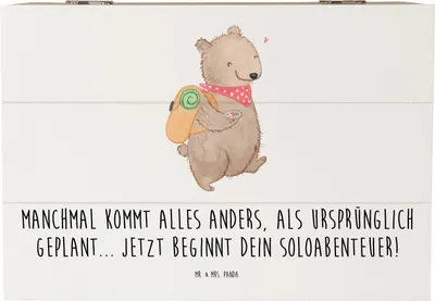 Produktbild von Mr. & Mrs. Panda holzkästchen Scheidung Soloabenteuer 22 x 15 cm - Weiß - Geschenk, Geschenke, Heiraten, Geschenkbox, Heirat, Box, fotobox, emotional herausfordernd