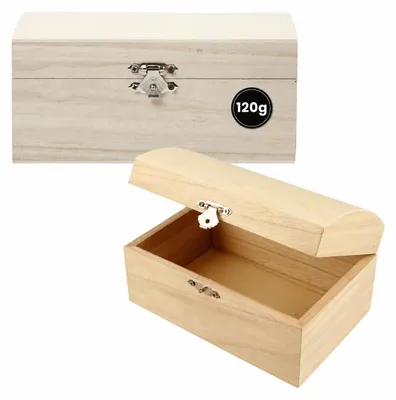 Productafbeelding van Maak je eigen creaties! 575440: Houten opbergkist met gebogen deksel en metalen details
