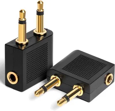 Obrázek produktu pro Univerzální adaptéry pro sluchátka do letadel - 2 kusy - pozlacené - 3,5 mm - pro multimediální zařízení